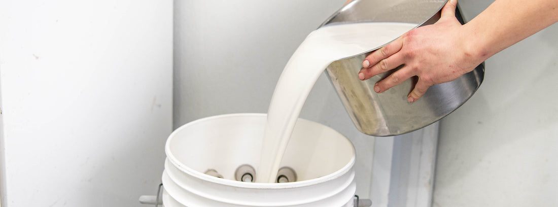Pouring goat milk
