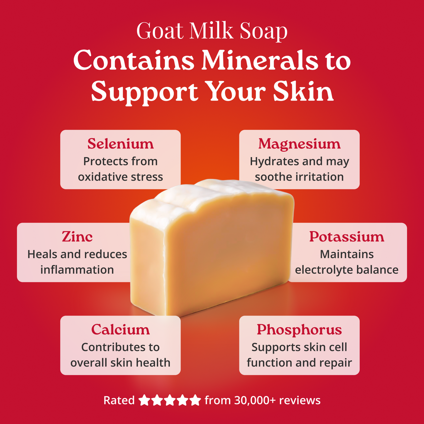 Goat milk soap contains minerals to support your skin