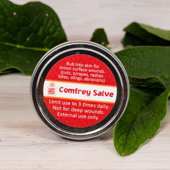 goat milk stuff comfrey salve side