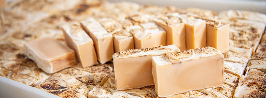 Blocks of almond goat milk soap
