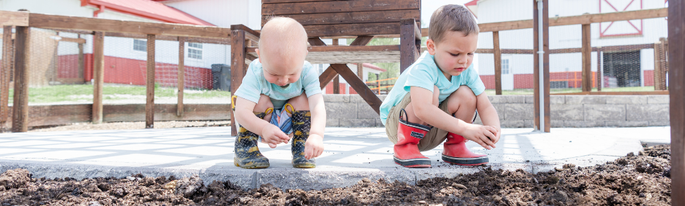 Michael and Landon in the garden