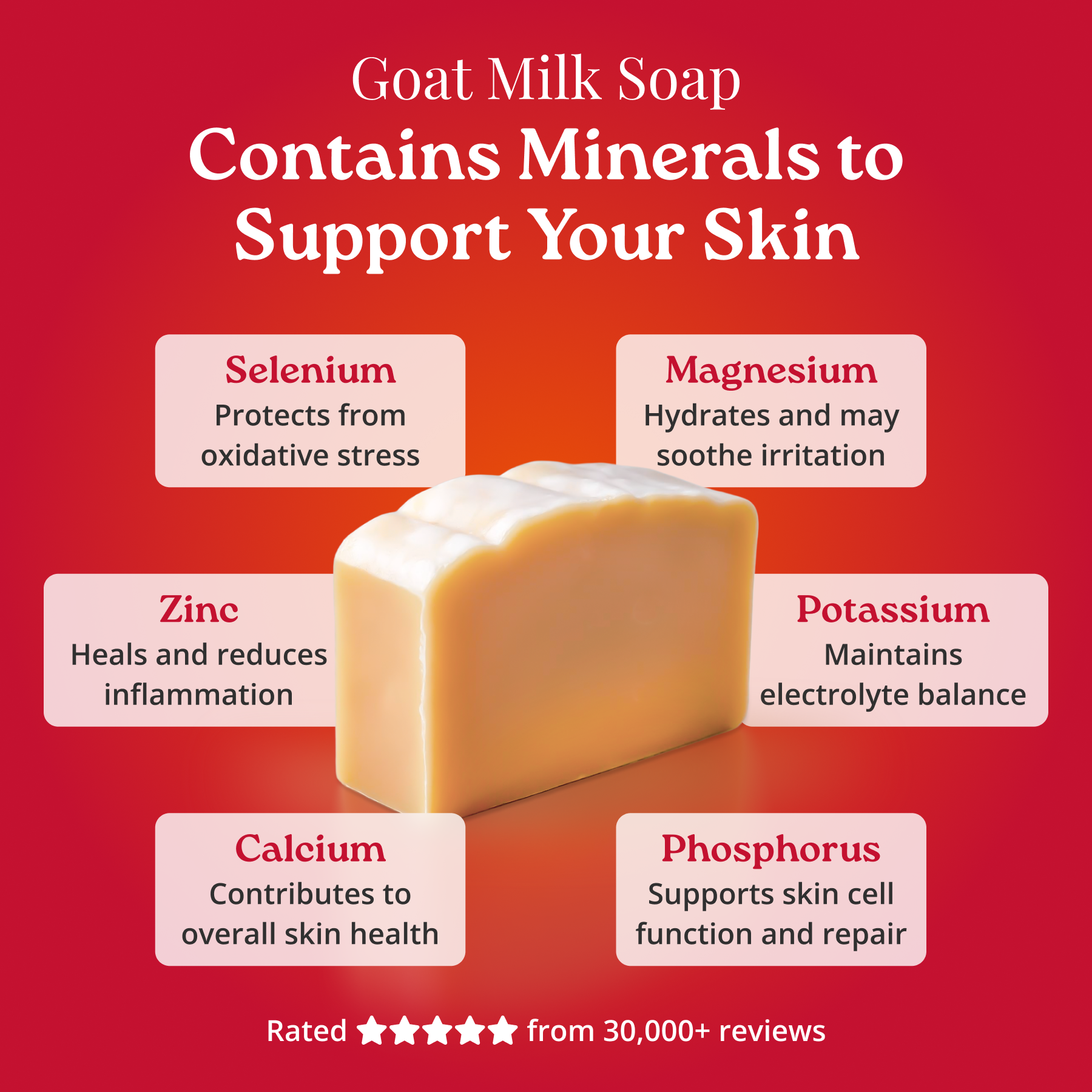 Goat milk soap contains minerals to support your skin
