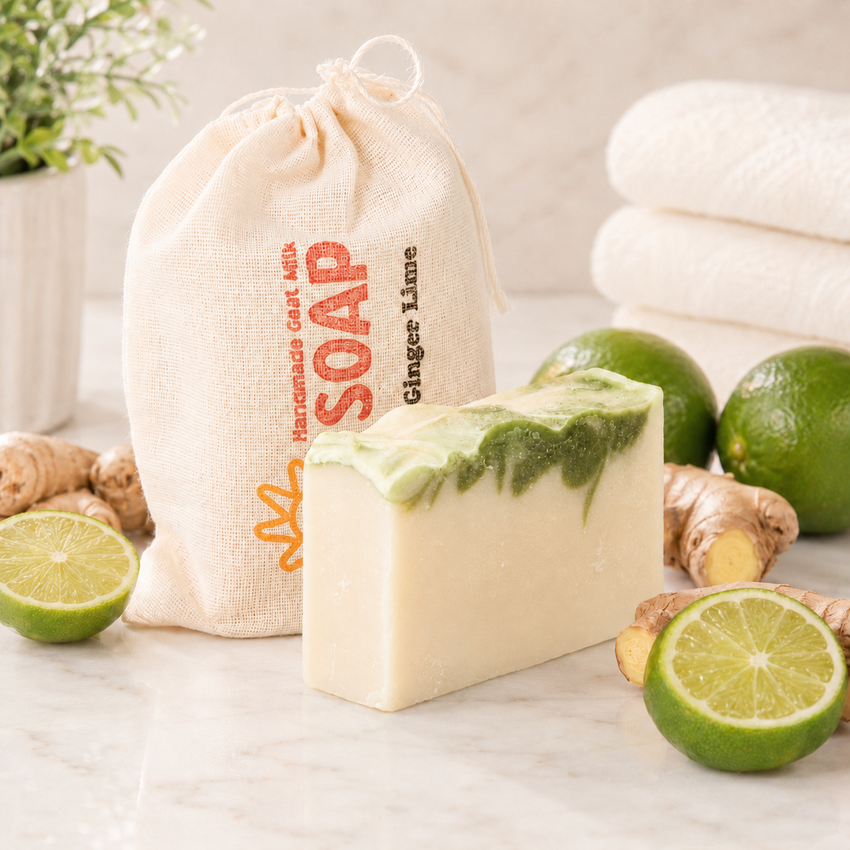 bar of Ginger Lime goat milk soap