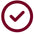 Maroon check mark icon on a white background