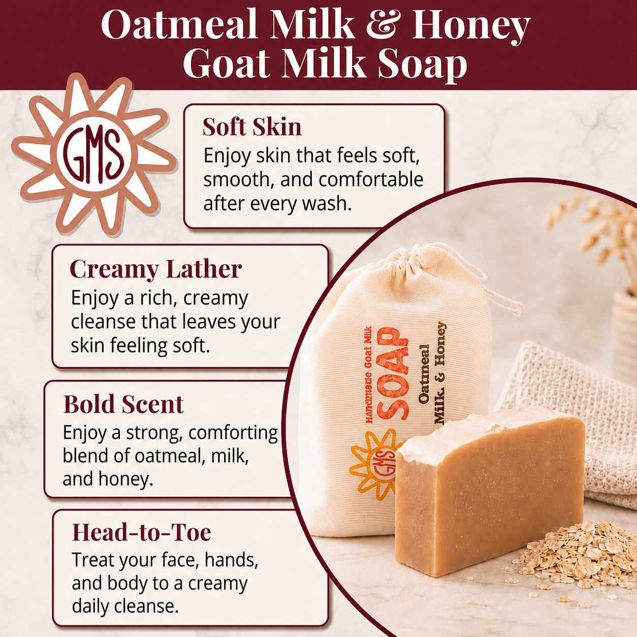 Oatmeal Milk & Honey Goat Milk Soap Scented