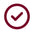 Maroon check mark icon on a white background