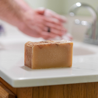 Goat Milk Soap Almond in the sink