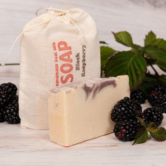 goat milk soap black raspberry bag