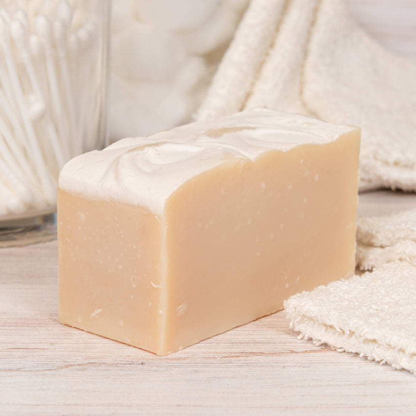 white mega bar of goat milk soap