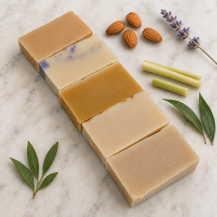 5 scented goat milk soap bars