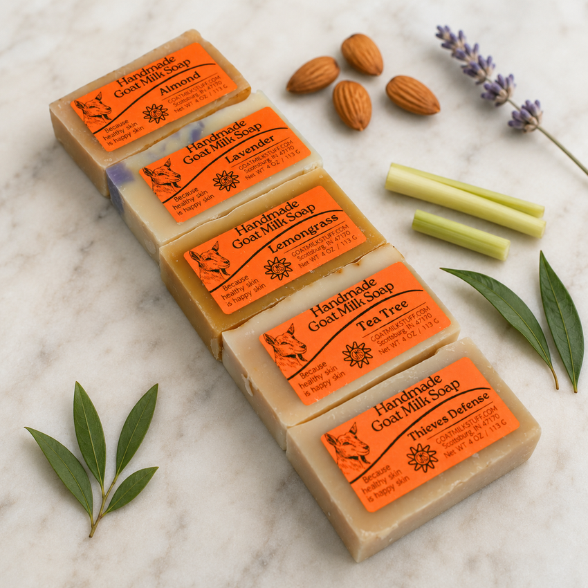 5 scented goat milk soap bars