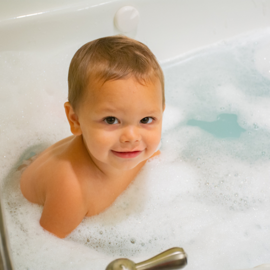 Landon taking a bath