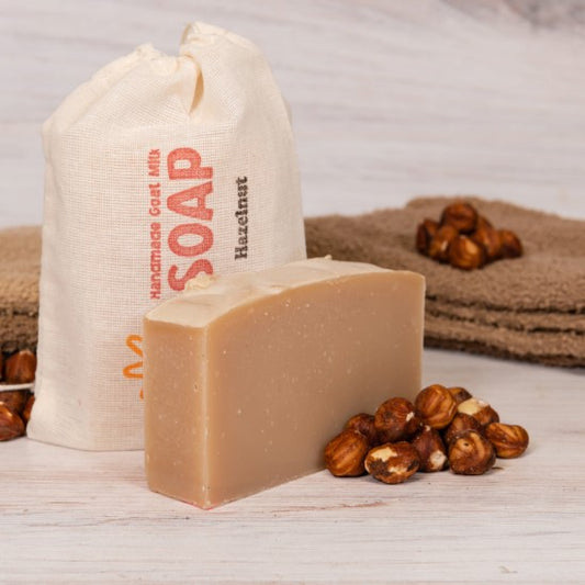 goat milk soap hazelnut bag